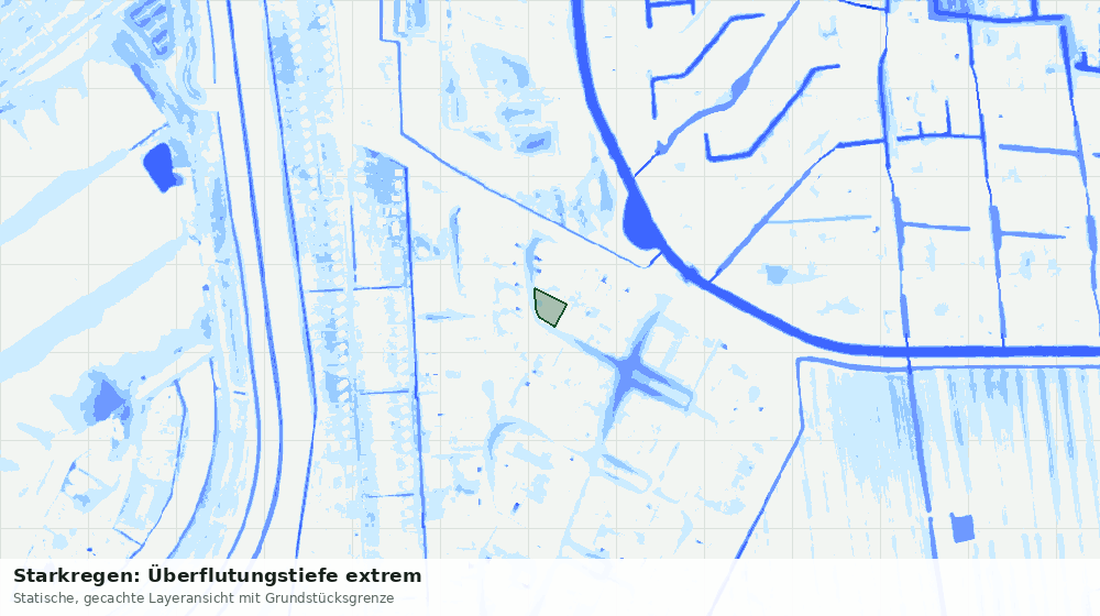 Statische Kartenansicht: Starkregen: Überflutungstiefe extrem