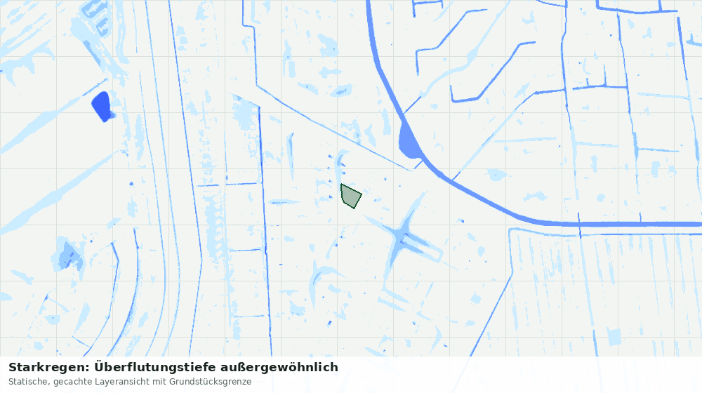 Statische Kartenansicht: Starkregen: Überflutungstiefe außergewöhnlich