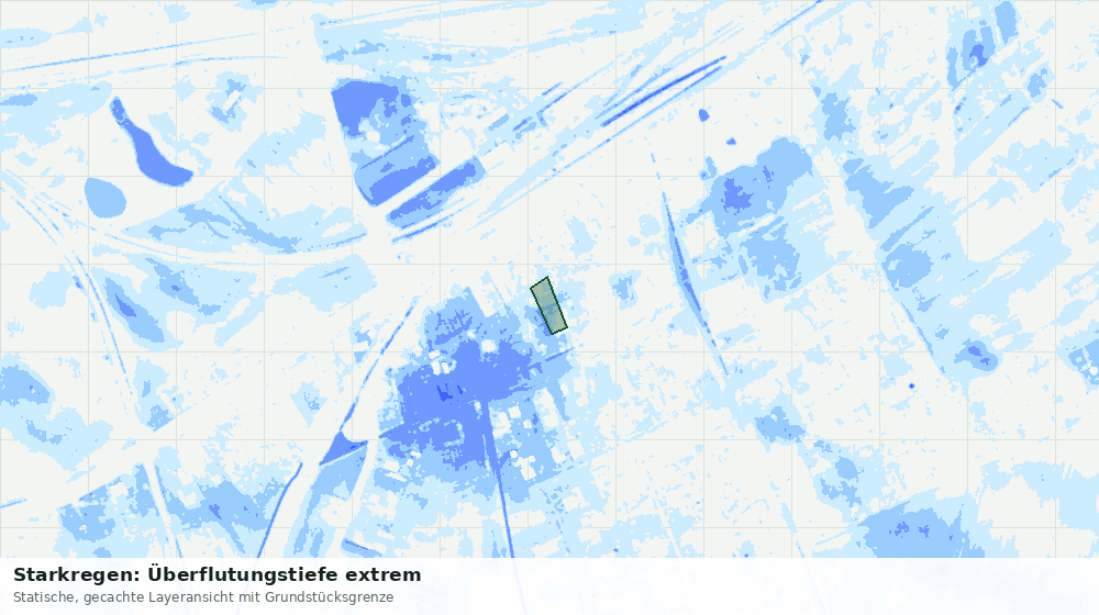 Statische Kartenansicht: Starkregen: Überflutungstiefe extrem