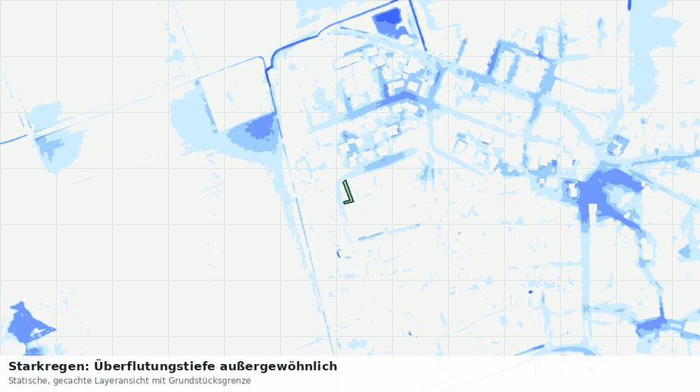Statische Kartenansicht: Starkregen: Überflutungstiefe außergewöhnlich