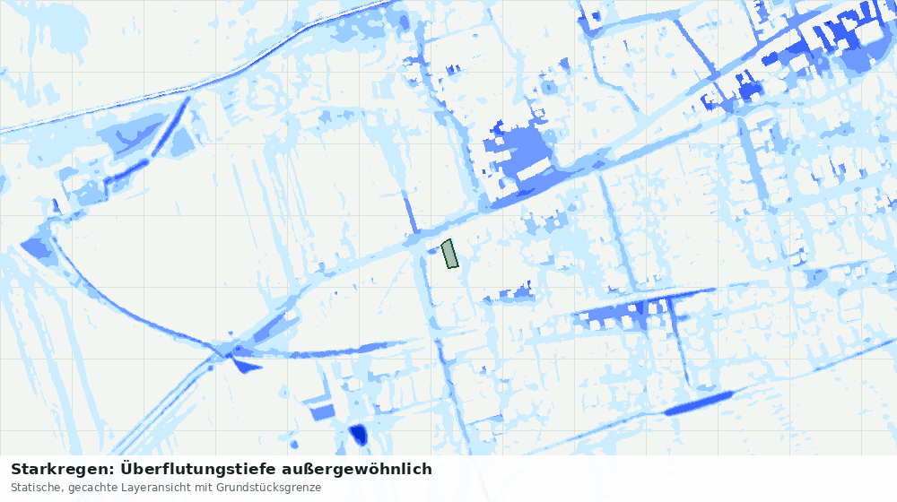 Statische Kartenansicht: Starkregen: Überflutungstiefe außergewöhnlich