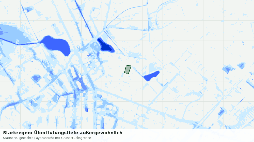 Statische Kartenansicht: Starkregen: Überflutungstiefe außergewöhnlich