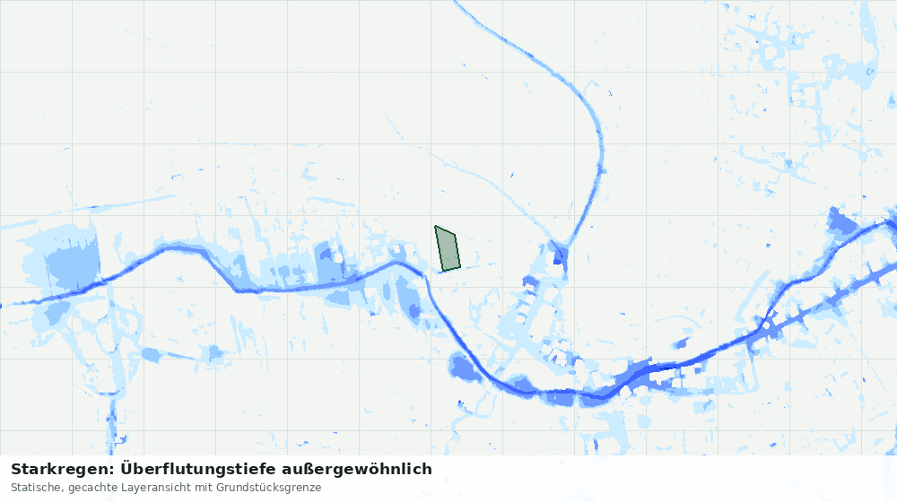 Statische Kartenansicht: Starkregen: Überflutungstiefe außergewöhnlich