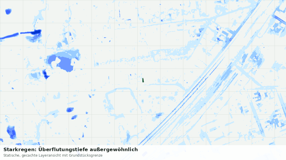 Statische Kartenansicht: Starkregen: Überflutungstiefe außergewöhnlich