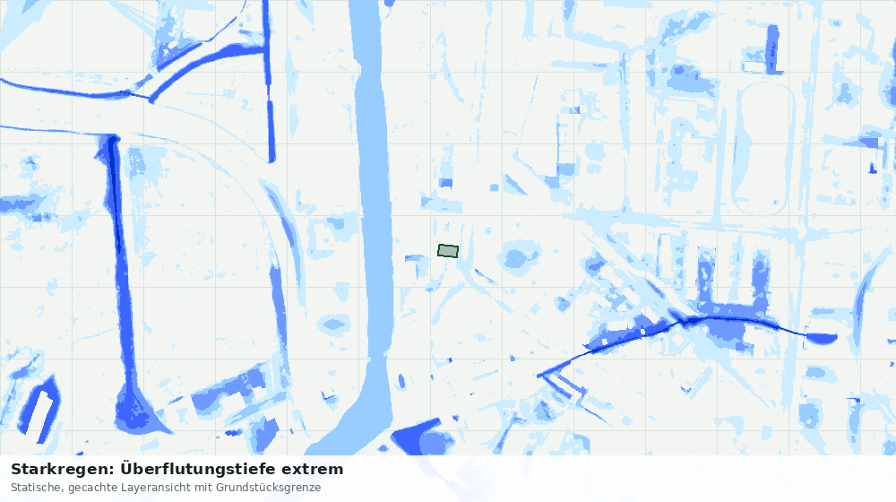 Statische Kartenansicht: Starkregen: Überflutungstiefe extrem
