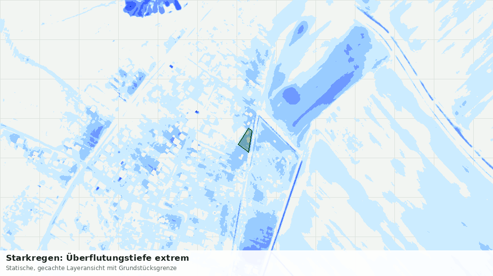 Statische Kartenansicht: Starkregen: Überflutungstiefe extrem