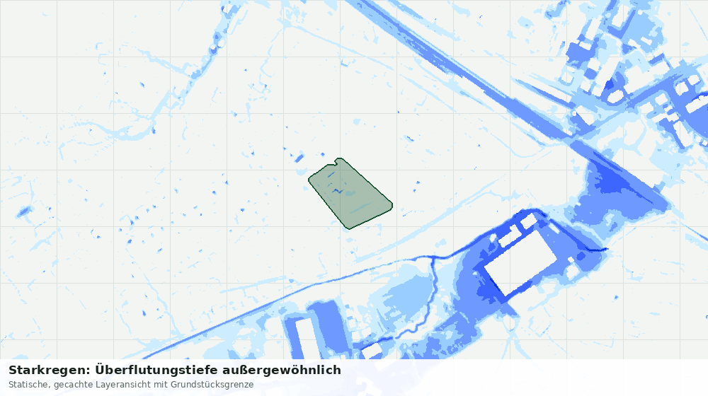 Statische Kartenansicht: Starkregen: Überflutungstiefe außergewöhnlich