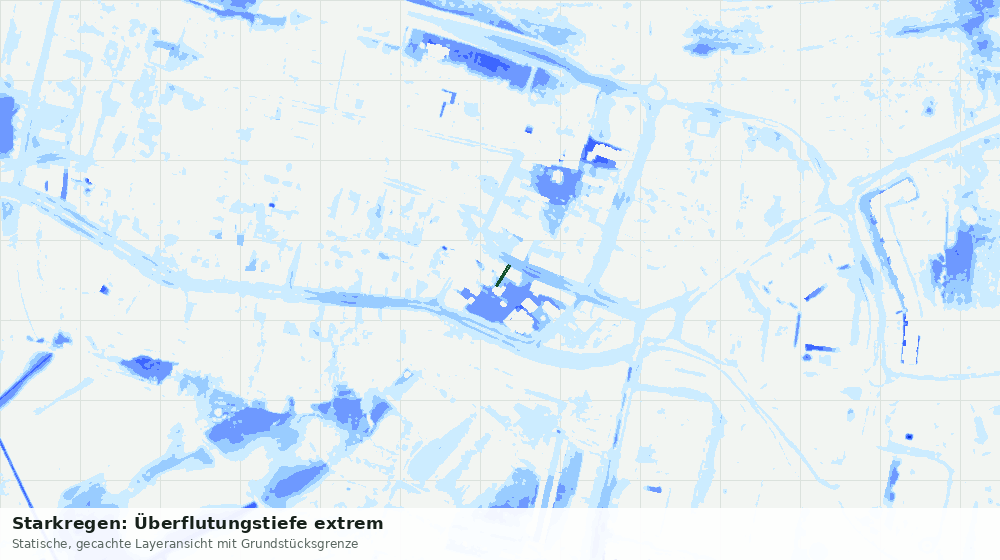 Statische Kartenansicht: Starkregen: Überflutungstiefe extrem