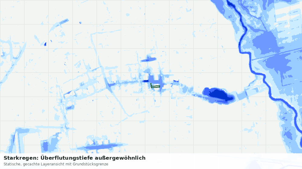 Statische Kartenansicht: Starkregen: Überflutungstiefe außergewöhnlich