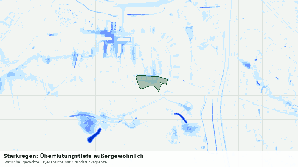 Statische Kartenansicht: Starkregen: Überflutungstiefe außergewöhnlich
