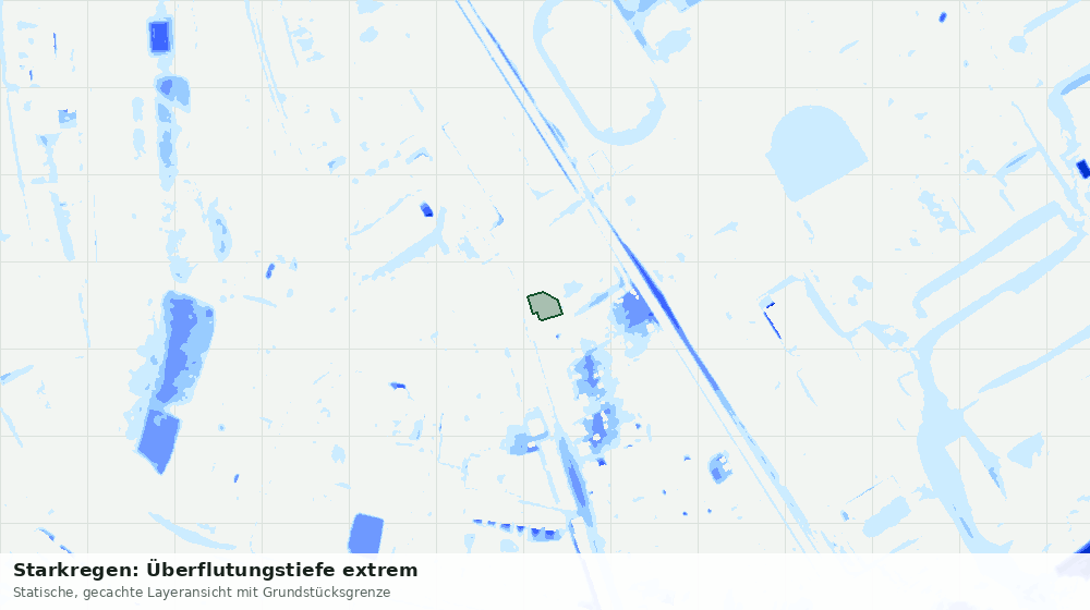 Statische Kartenansicht: Starkregen: Überflutungstiefe extrem