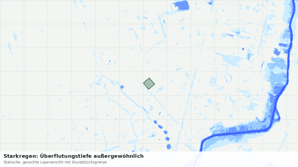 Statische Kartenansicht: Starkregen: Überflutungstiefe außergewöhnlich