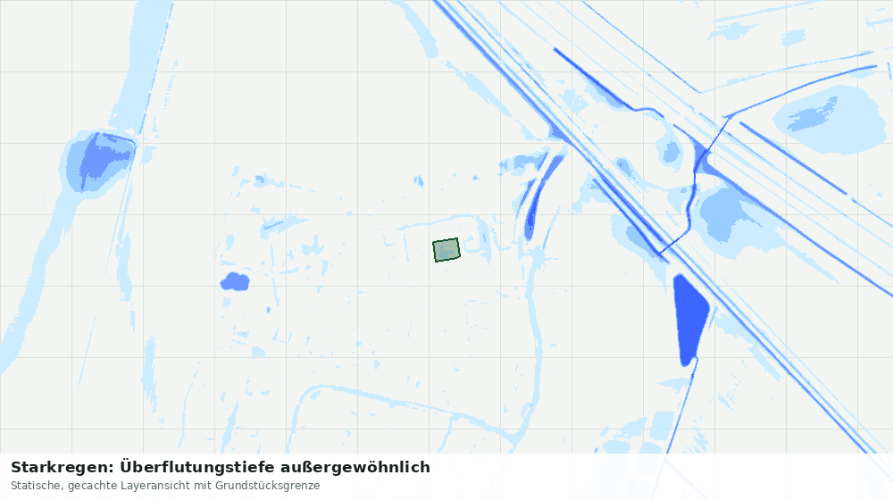 Statische Kartenansicht: Starkregen: Überflutungstiefe außergewöhnlich