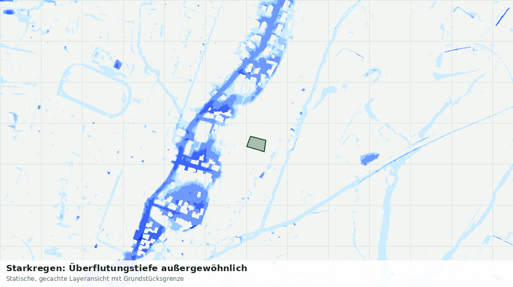Statische Kartenansicht: Starkregen: Überflutungstiefe außergewöhnlich