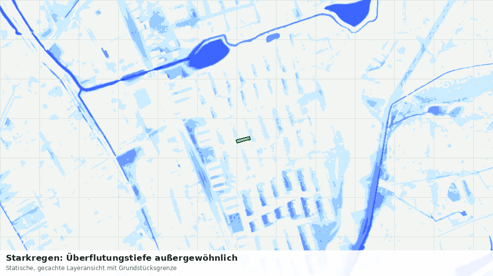 Statische Kartenansicht: Starkregen: Überflutungstiefe außergewöhnlich