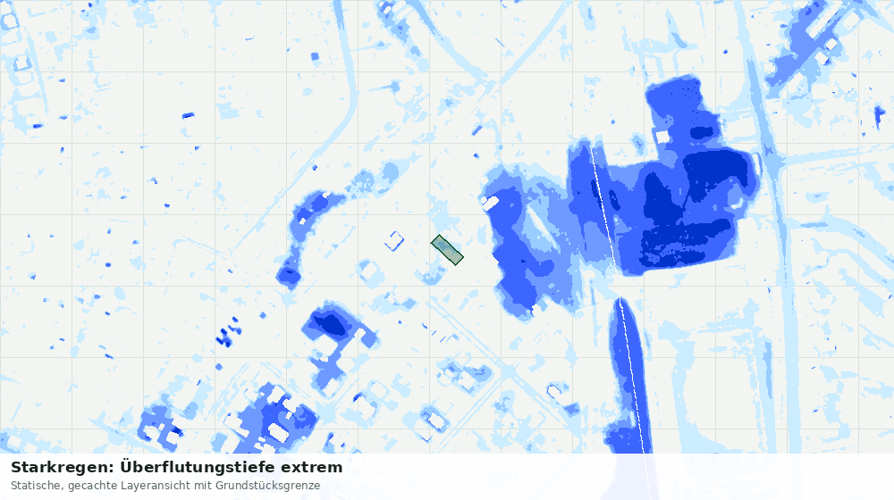 Statische Kartenansicht: Starkregen: Überflutungstiefe extrem
