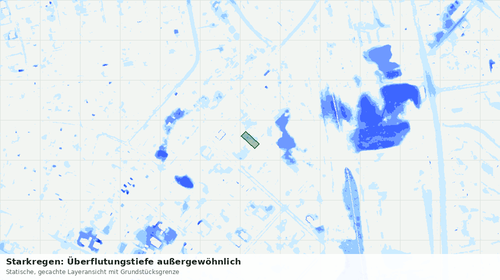 Statische Kartenansicht: Starkregen: Überflutungstiefe außergewöhnlich