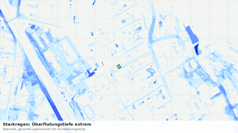 Statische Kartenansicht: Starkregen: Überflutungstiefe extrem