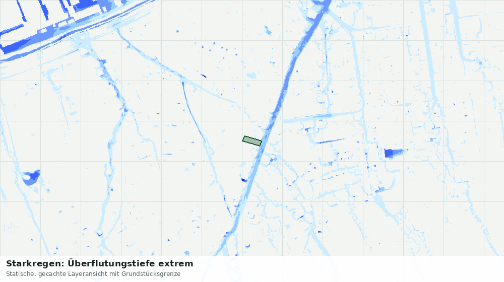 Statische Kartenansicht: Starkregen: Überflutungstiefe extrem