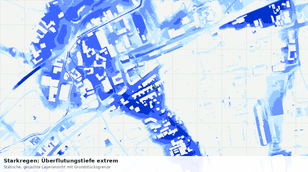 Statische Kartenansicht: Starkregen: Überflutungstiefe extrem