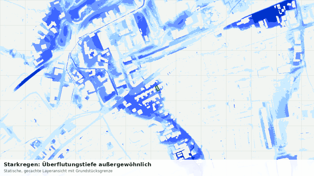 Statische Kartenansicht: Starkregen: Überflutungstiefe außergewöhnlich