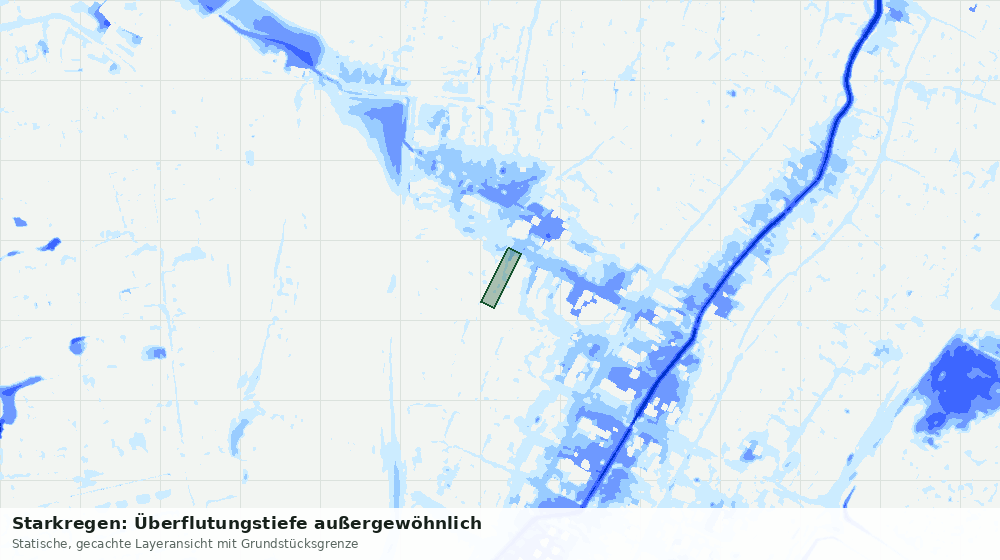 Statische Kartenansicht: Starkregen: Überflutungstiefe außergewöhnlich
