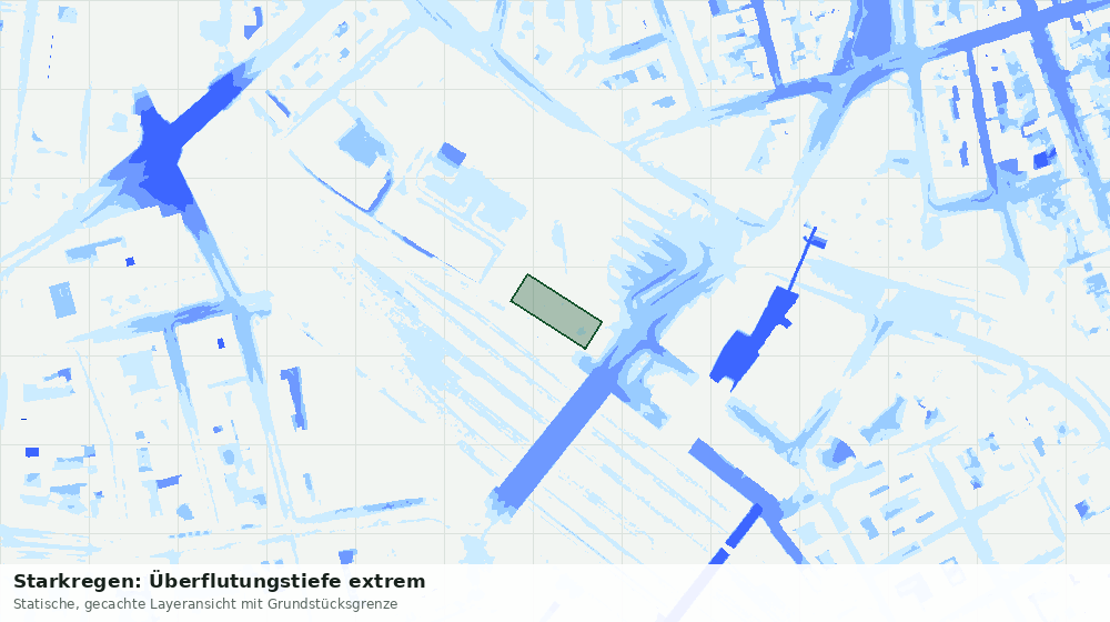 Statische Kartenansicht: Starkregen: Überflutungstiefe extrem