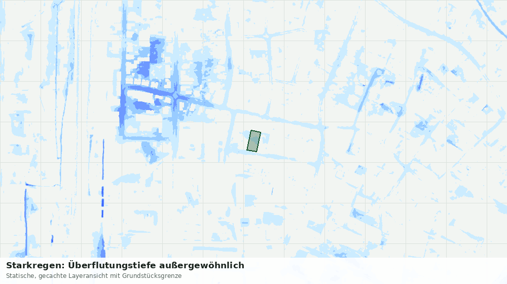 Statische Kartenansicht: Starkregen: Überflutungstiefe außergewöhnlich