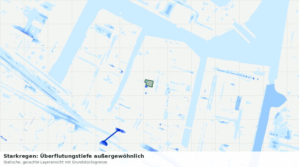 Statische Kartenansicht: Starkregen: Überflutungstiefe außergewöhnlich