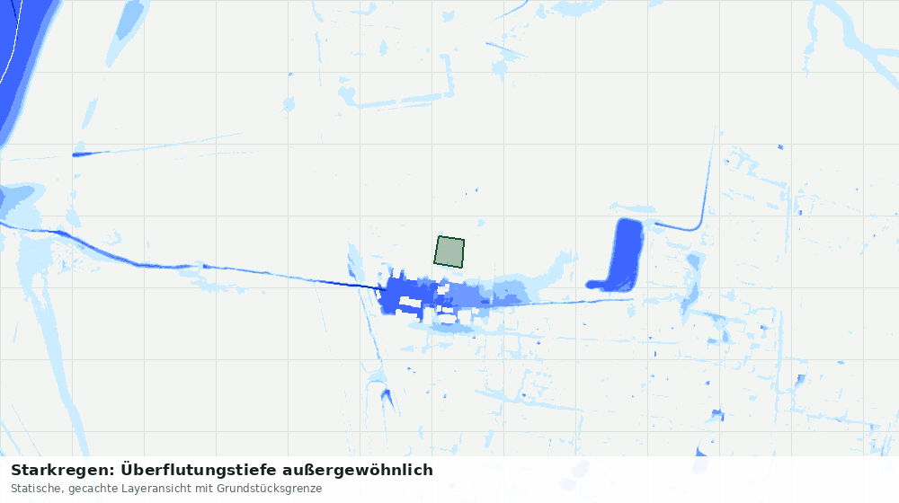 Statische Kartenansicht: Starkregen: Überflutungstiefe außergewöhnlich