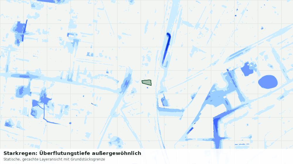 Statische Kartenansicht: Starkregen: Überflutungstiefe außergewöhnlich