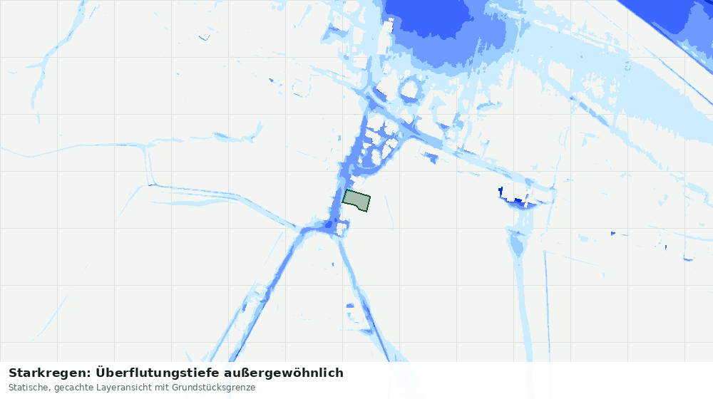 Statische Kartenansicht: Starkregen: Überflutungstiefe außergewöhnlich