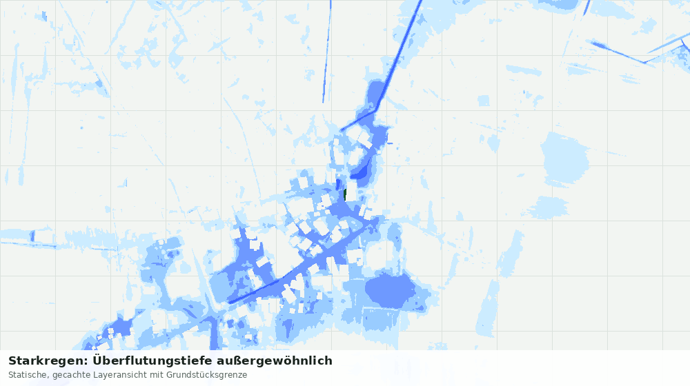 Statische Kartenansicht: Starkregen: Überflutungstiefe außergewöhnlich