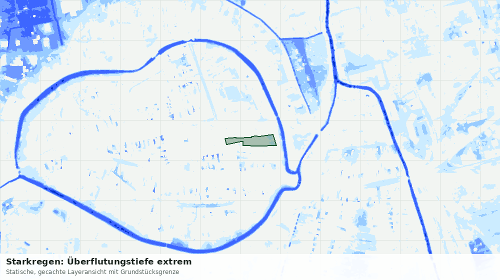 Statische Kartenansicht: Starkregen: Überflutungstiefe extrem