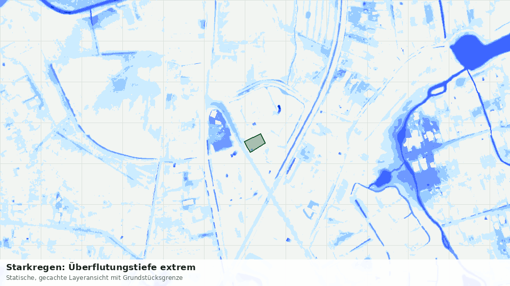 Statische Kartenansicht: Starkregen: Überflutungstiefe extrem