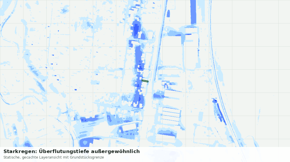 Statische Kartenansicht: Starkregen: Überflutungstiefe außergewöhnlich
