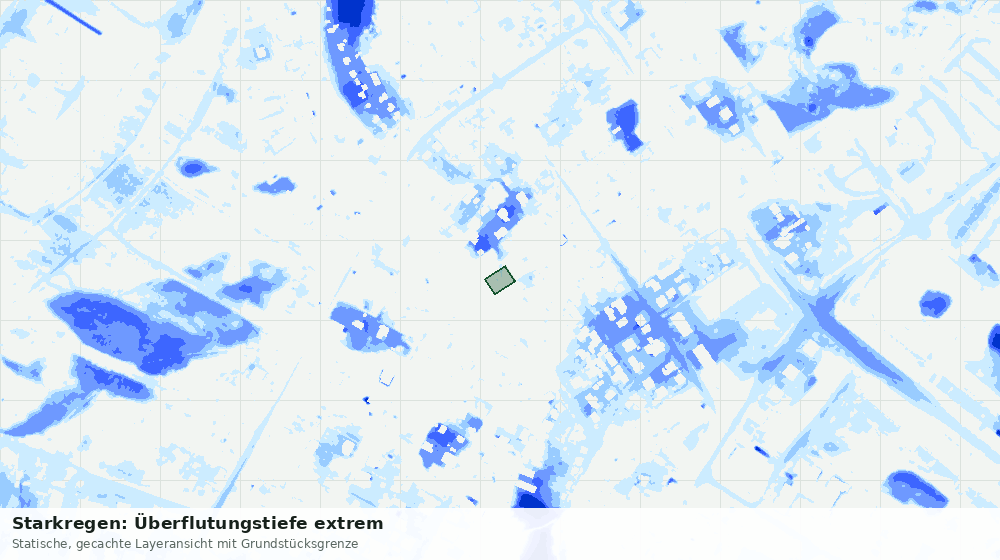Statische Kartenansicht: Starkregen: Überflutungstiefe extrem