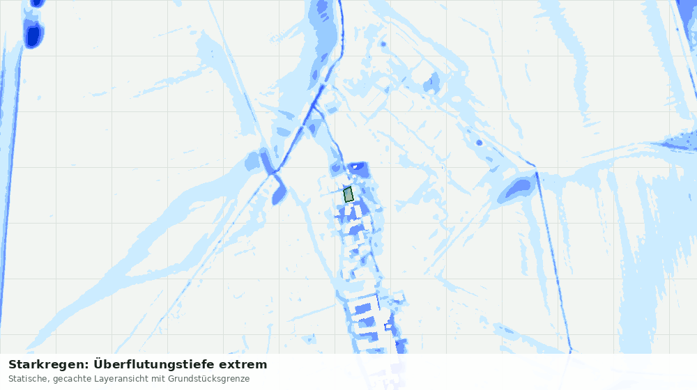 Statische Kartenansicht: Starkregen: Überflutungstiefe extrem