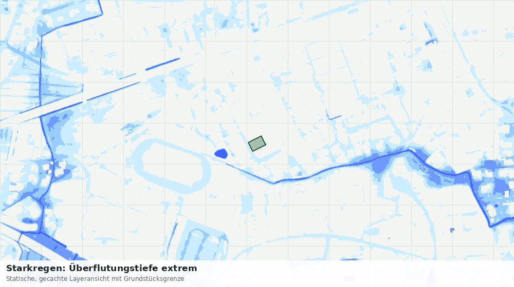 Statische Kartenansicht: Starkregen: Überflutungstiefe extrem