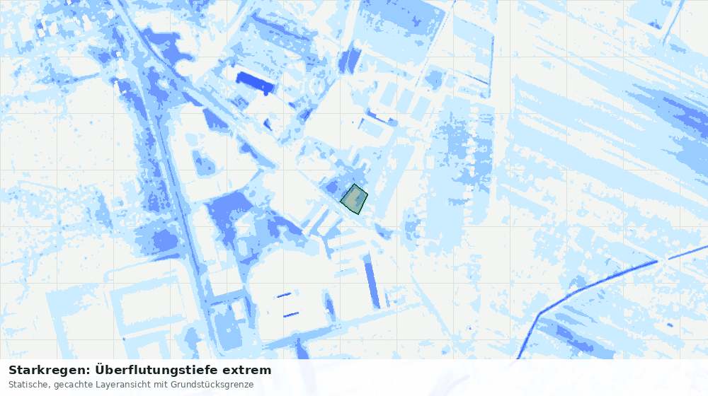 Statische Kartenansicht: Starkregen: Überflutungstiefe extrem