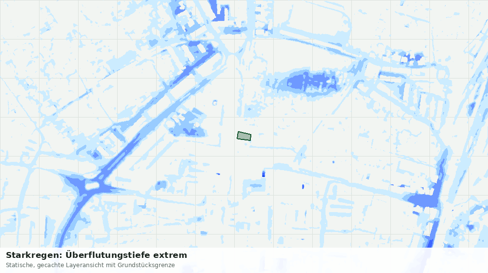 Statische Kartenansicht: Starkregen: Überflutungstiefe extrem