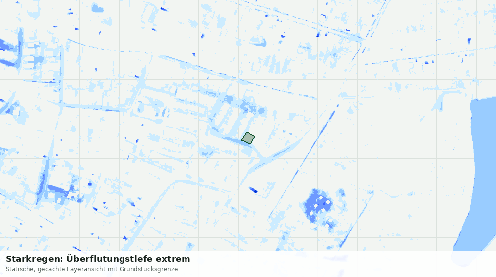 Statische Kartenansicht: Starkregen: Überflutungstiefe extrem