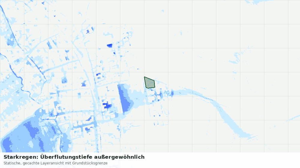 Statische Kartenansicht: Starkregen: Überflutungstiefe außergewöhnlich