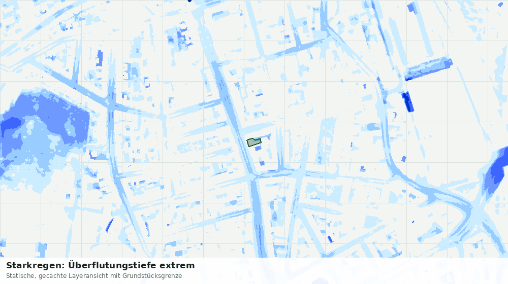 Statische Kartenansicht: Starkregen: Überflutungstiefe extrem