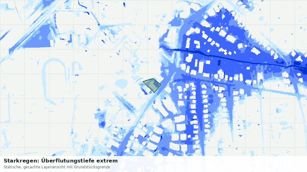Statische Kartenansicht: Starkregen: Überflutungstiefe extrem