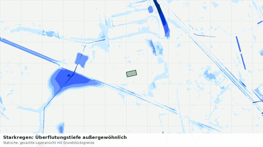 Statische Kartenansicht: Starkregen: Überflutungstiefe außergewöhnlich