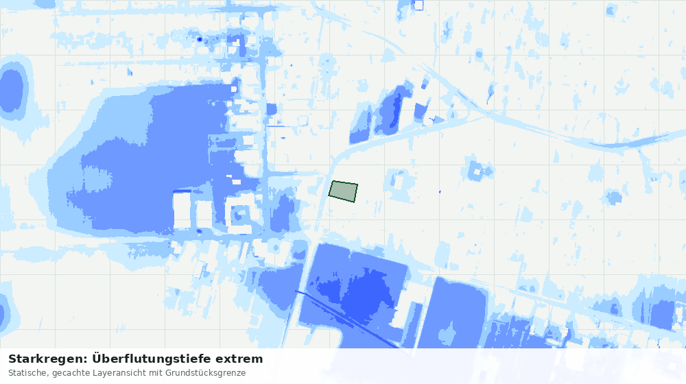 Statische Kartenansicht: Starkregen: Überflutungstiefe extrem