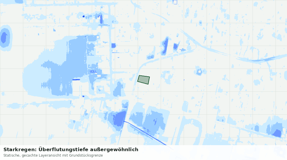 Statische Kartenansicht: Starkregen: Überflutungstiefe außergewöhnlich
