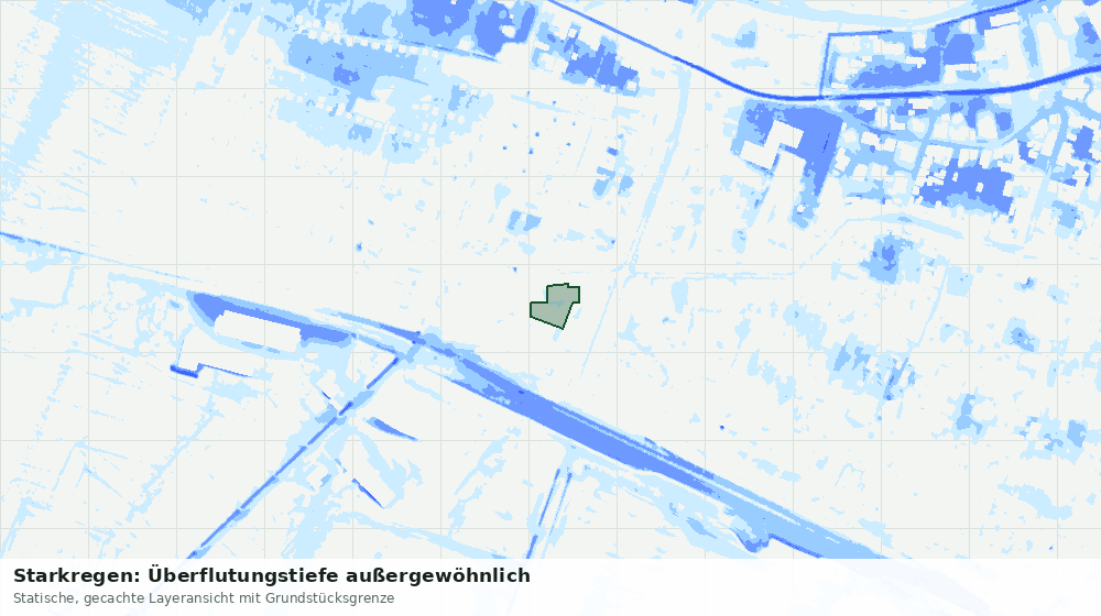 Statische Kartenansicht: Starkregen: Überflutungstiefe außergewöhnlich