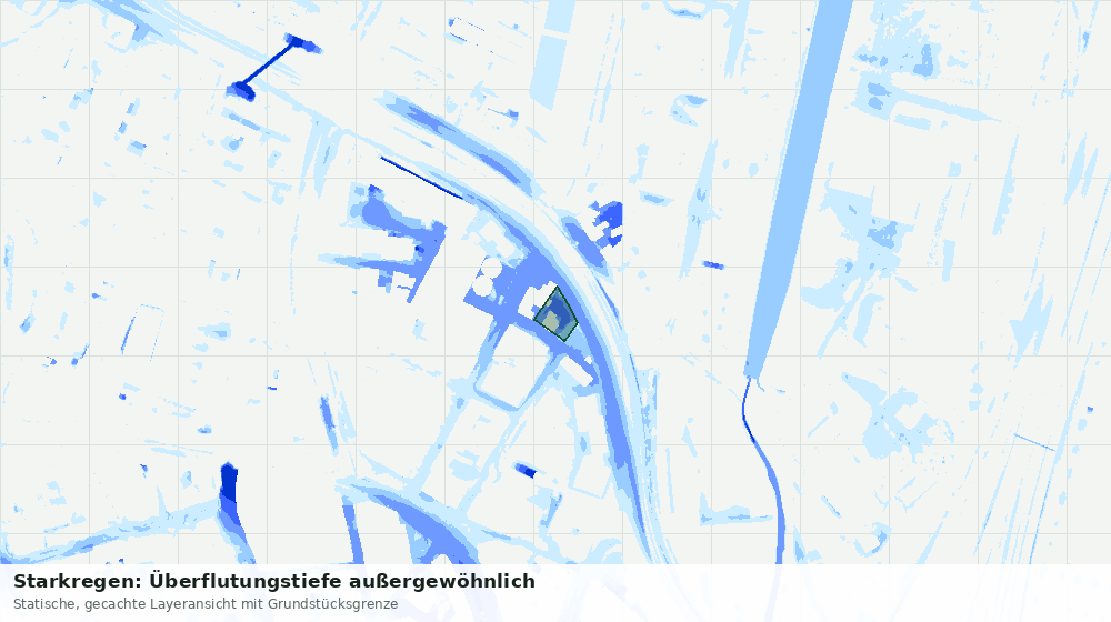 Statische Kartenansicht: Starkregen: Überflutungstiefe außergewöhnlich